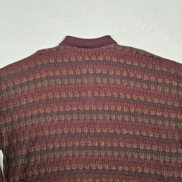 VTG The Italian Sweater Co Polo Men's XXL Geometric Red Wool Blend Pullover - Picture 5 of 8
